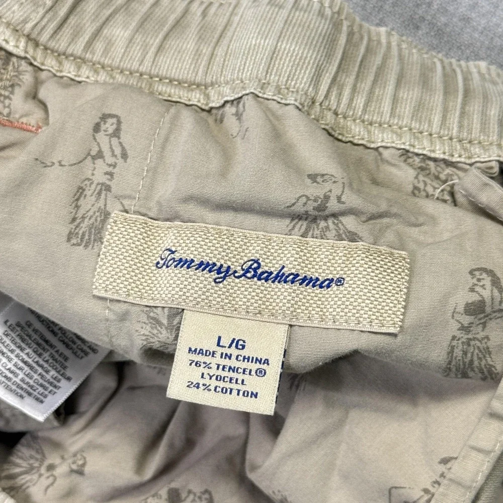 Tommy Bahama Drawstring Pants Mens Large 32x30 Beige Chino Lyocell Relaxed